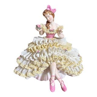 Midcentury Dresden Porcelain Lace Ballerina For Sale