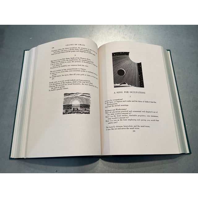Mid-Century 1950 Heritage Club "Leaves of Grass" by Walt Whitman, Illustrated by Rockwell Kent - With Slipcase & Sandglass Insert For Sale - Image 16 of 18