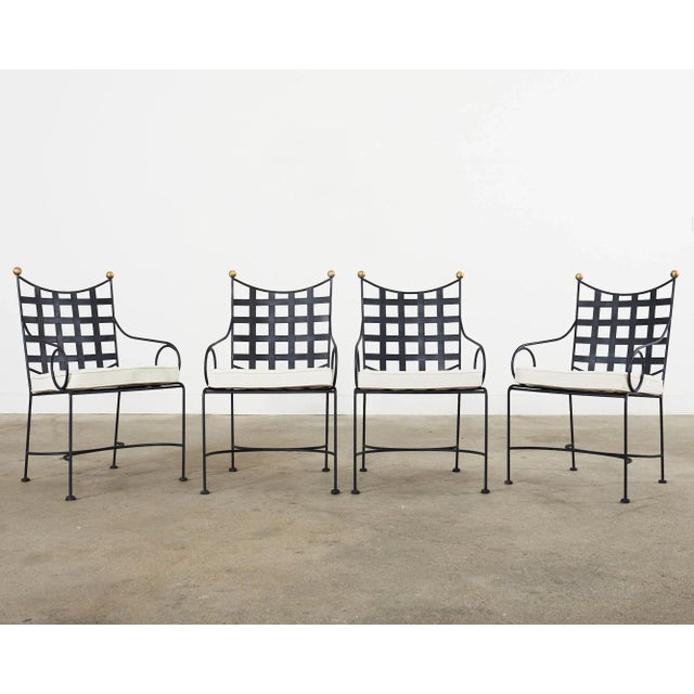 Mid-Century Modern Set of Four Mario Papperzini Style Iron Bronze Garden Dining Chairs For Sale - Image 3 of 12