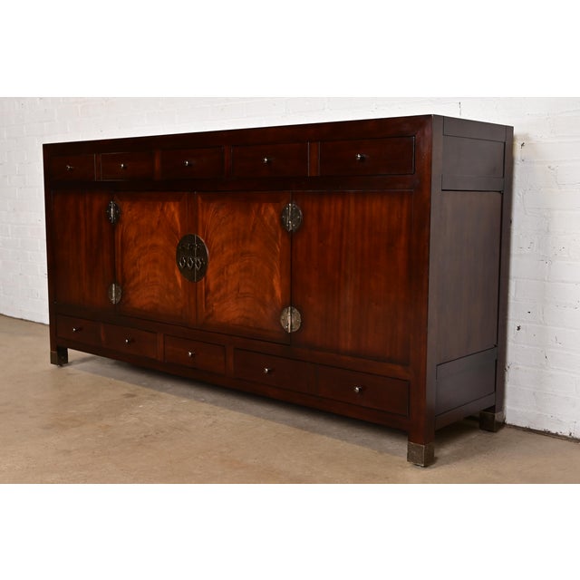 Mid-Century Modern Michael Taylor for Baker Furniture Hollywood Regency Chinoiserie Mahogany Sideboard Credenza For Sale - Image 3 of 15
