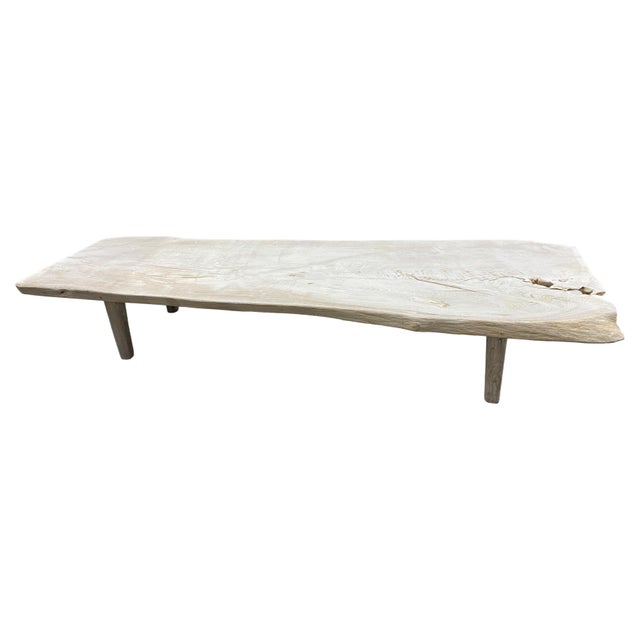 Wood Andrianna Shamaris Minimalist Bleached Teak Wood Coffee Table or Bench For Sale - Image 7 of 18