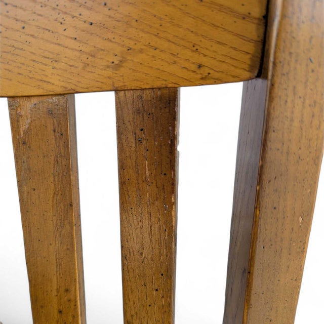 Late 20th Century Set of Six Restored Mid-Century Oak Slat-Back Dining Chairs, Walnut For Sale - Image 5 of 18