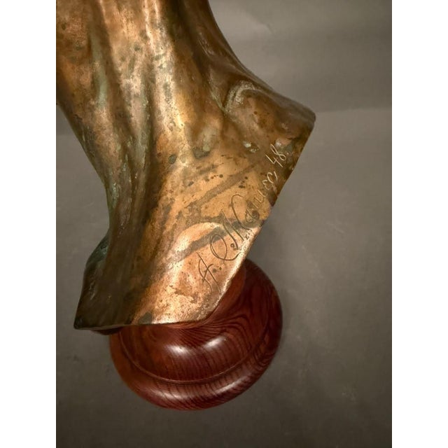 19th-Century Bronze Bust Signed A. Q. Harise, Circa 1840 For Sale - Image 14 of 15