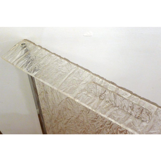 Silver Large Vintage Serving Tray in Frosted Acrylic Glass with Chrome Trim, 1970s For Sale - Image 8 of 17