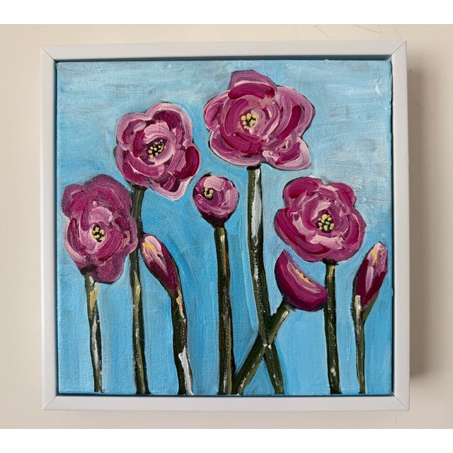 2020s Modern Abstract Floral Acrylic Painting on Canvas, Signed, Framed, Dated For Sale - Image 5 of 5