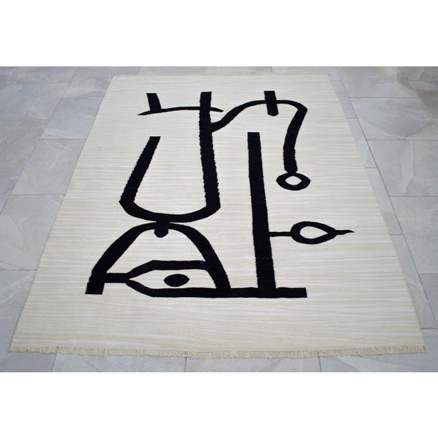 Paul Klee - Lady Apart (Dame Abseits) Inspired Silk Hand Woven Area Wall Rug - 4′3″ × 5′8″ For Sale - Image 16 of 17