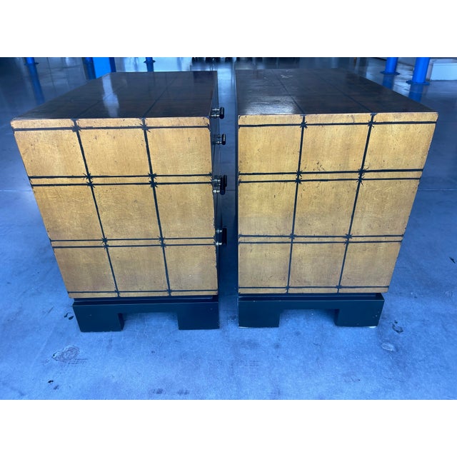 Late 20th Century Vintage Karl Springer Style Gilt Bachelor Chests / Nightstands, Pair For Sale - Image 5 of 16