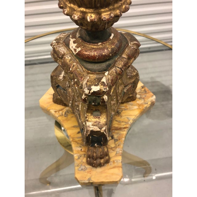 Antique 19th C. French Carved and Gilded Marble Base Table Lamp For Sale - Image 4 of 8