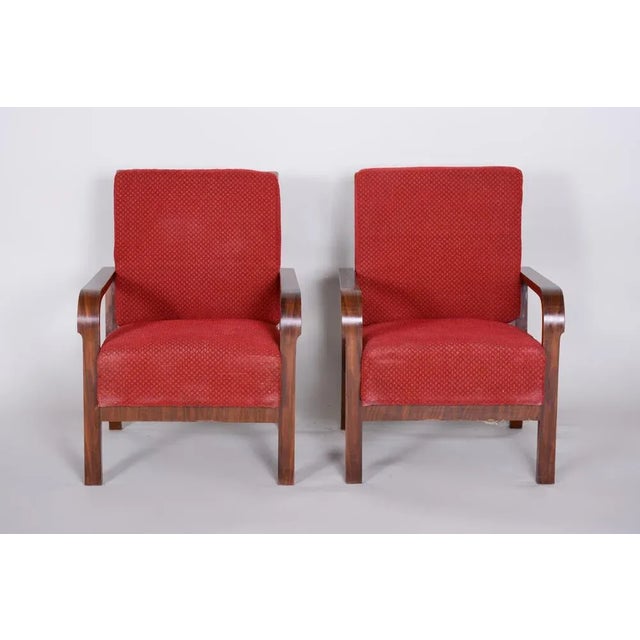 Set of Art Deco Walnut Armchairs, 1930s For Sale - Image 12 of 12