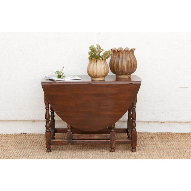 Antique English Oak Gateleg Drop Leaf Table For Sale - Image 13 of 13
