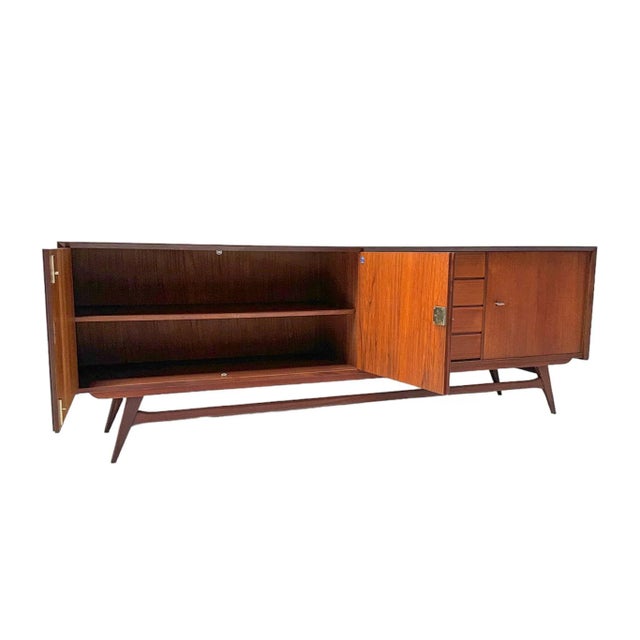 1960s Mid-Century Modern Teak Credenza or Sideboard by Louis Van Teeffelen for Wébé, 1960s For Sale - Image 5 of 12