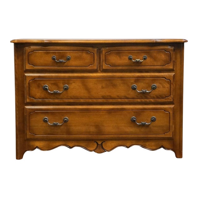 Late 20th Century Ethan Allen Country French Collection Solid Birch 48" Low Chest of Drawers For Sale