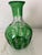 Emerald Green Cut-to-Clear Crystal Bud Vase Carafe For Sale - Image 11 of 12