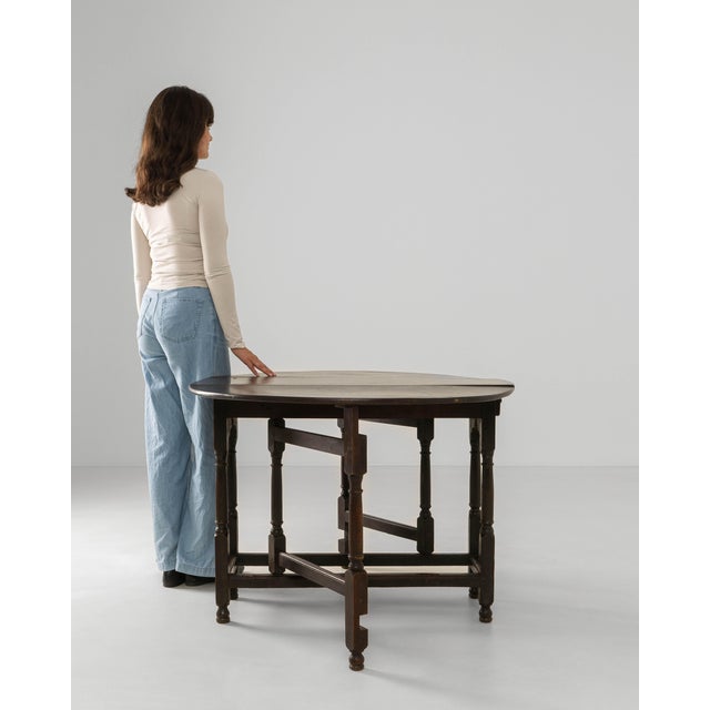 French Provincial 1880s French Ellipse Wooden Gateleg Table In Original Patina For Sale - Image 3 of 18