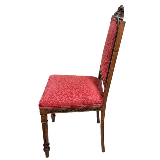 Pair Antique French Louis XVI Carved Walnut Upholstered Side Chairs For Sale In New York - Image 6 of 14