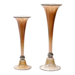 Staggered Hand-Blown Smoked Bronze Murano Glass Vases by Seguso Vetri d'Arte