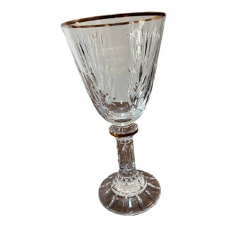 Vintage Signed Waterford Crystal Kiddush Cup Goblet With Gold Rim For Sale