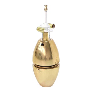 Vintage Mid Century Heavy Brass Bullet Shape Table Lamp For Sale