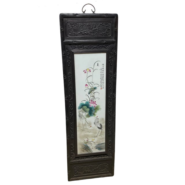 Chinoiserie Hand Painted Famille Rose Porcelain Panel 49.25" H For Sale - Image 11 of 13