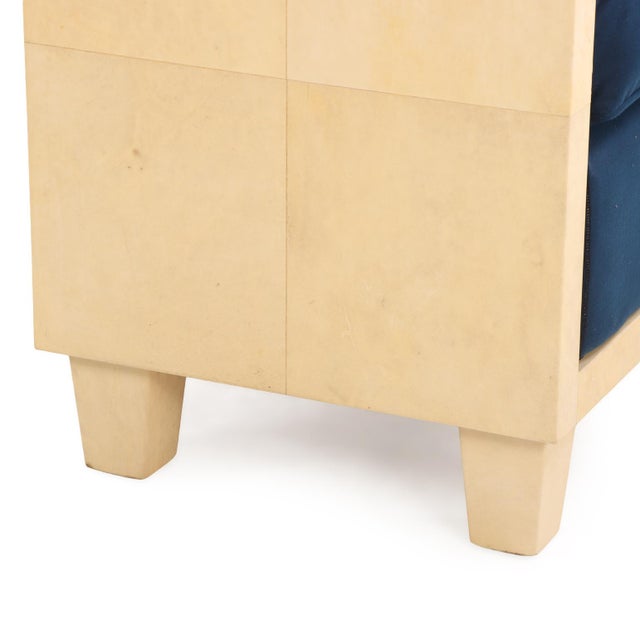 Modernist Style Parchment-Upholstered Bench, in the Manner of Jean-Michel Frank For Sale In Philadelphia - Image 6 of 6