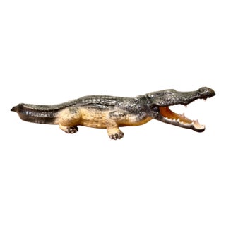 Long Italian Handmade Majolica Crocodile For Sale