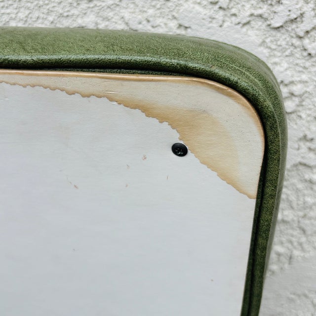 1950s Mid Century Modern Green Vinyl Storage Ottoman Hassock With Casters For Sale - Image 14 of 18