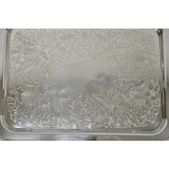 Vintage Victorian Silver Plated Twin Handle Platter Bar Tray by Henley Community For Sale - Image 4 of 13