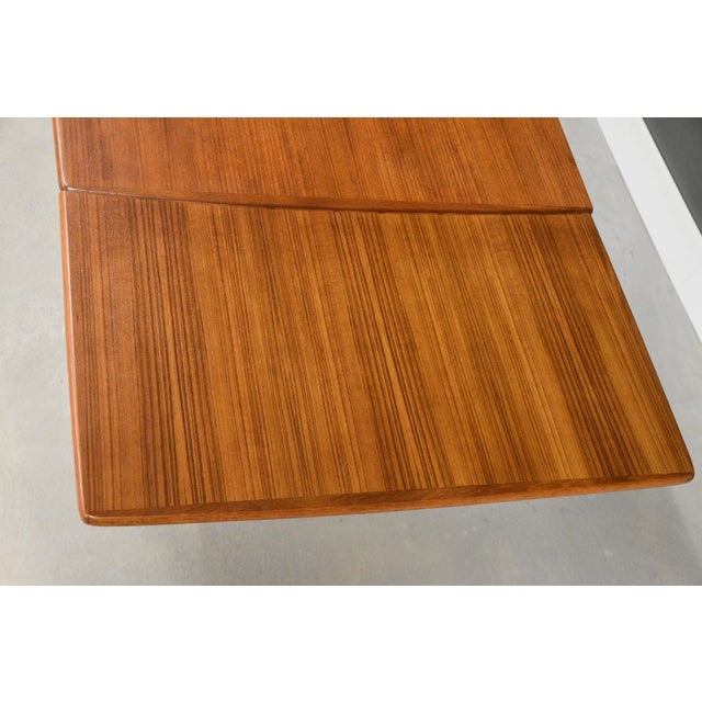 Wood 1960s Refinished 84” Danish Modern Teak Draw Leaf Dining Table For Sale - Image 7 of 11