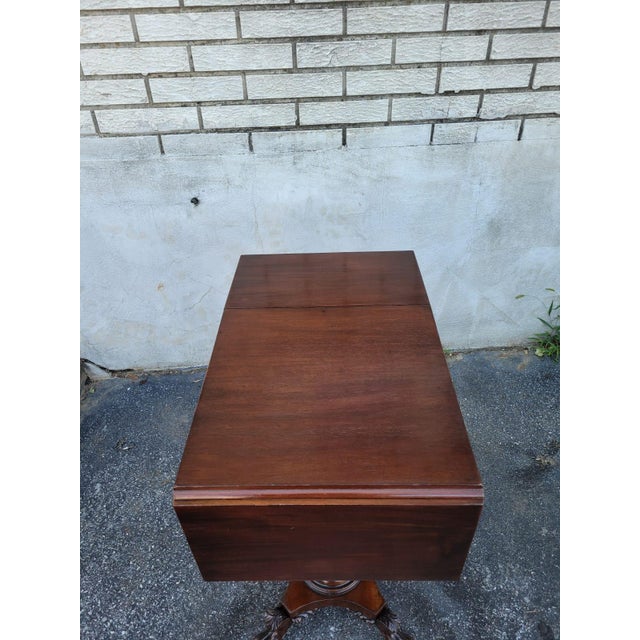 19th Century Mahogany Empire Drop Leaf End Table Hand Carved For Sale In Philadelphia - Image 6 of 11