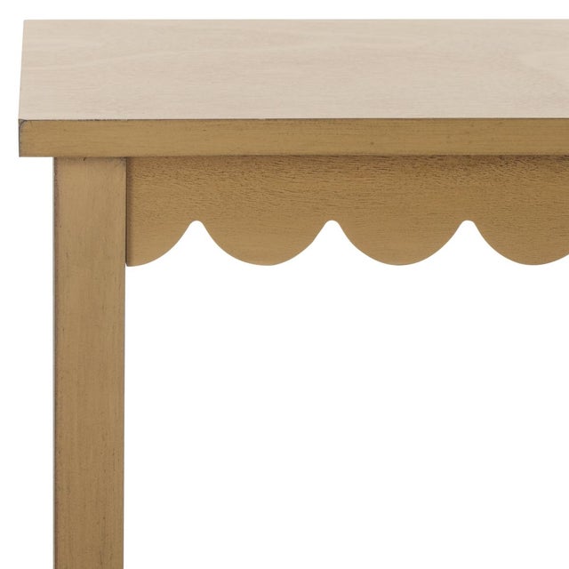 Spritely Home Heaven Scalloped Low Drawer Accent Table in Desert Brown For Sale - Image 4 of 10