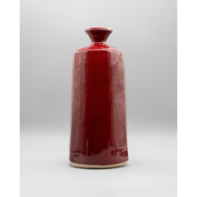 Cinnabar Red Shigaraki Bottle Vase Atsushi Yuba, Japan, 1980s For Sale - Image 14 of 14