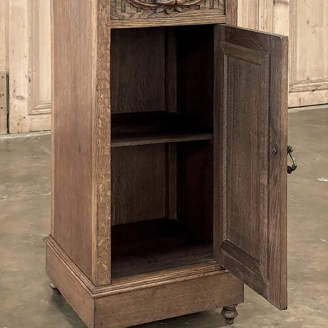Rustic Antique Neoclassical Marble Top Nightstand ~ Pedestal For Sale - Image 9 of 18