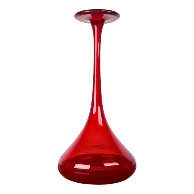 Vintage German Red Glass Solifleur Vase by Cari Zalloni for WMF, 1970s For Sale