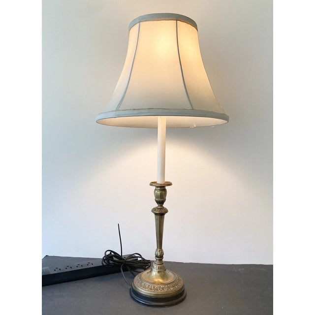1990s Vintage Frederick Cooper 25” Brass Candlestick Table Lamp For Sale - Image 5 of 5