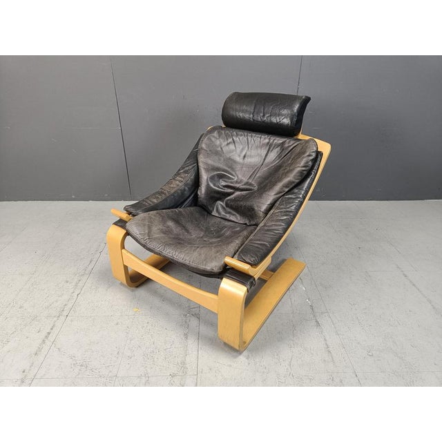 Kroken armchair designed by Ake Fribyter for Nelo Möbel in the 1970s. Sturdy beech bentwooden frame with beautifully...