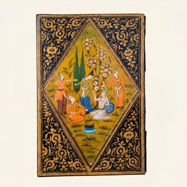 Qajar-Era Court Mirror in Lacquered Wood, 19th Century For Sale - Image 6 of 7