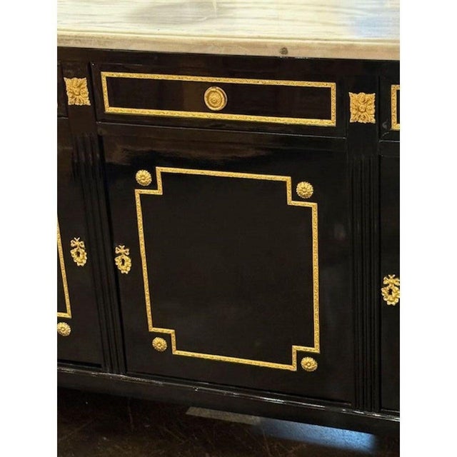 French Black Lacquered Louis XVI Style Sideboard For Sale In Dallas - Image 6 of 6