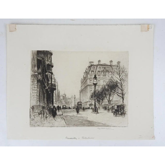 Art Deco Early 20th Century Percy Robertson Piccadilly London Etching For Sale - Image 3 of 3