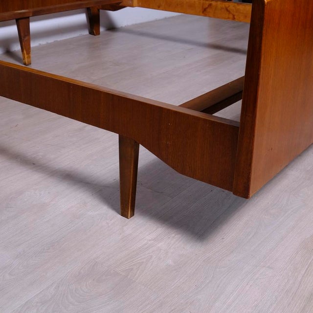 Mid-Century Double Bed with Suspended Wooden Bedside Tables, 1950s For Sale - Image 17 of 18