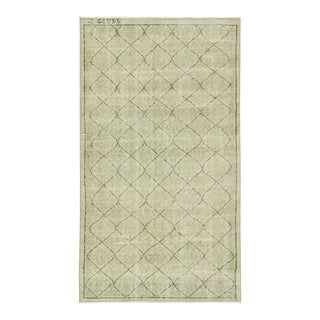 Vintage Zeki Müren Runner in Sage Green With Geometric Patterns From Rug & Kilim For Sale