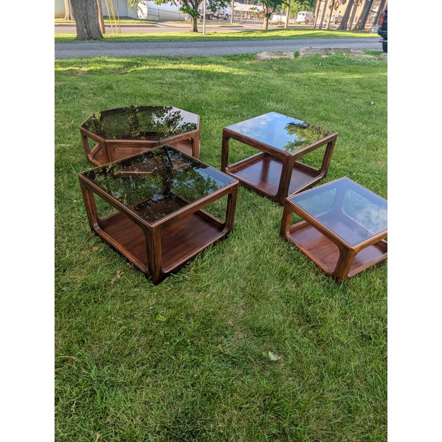 Wood Vintage Mid-Century Modern j.b. Van Sciver Walnut Coffee & Side Table Set - 4 Pieces For Sale - Image 7 of 18