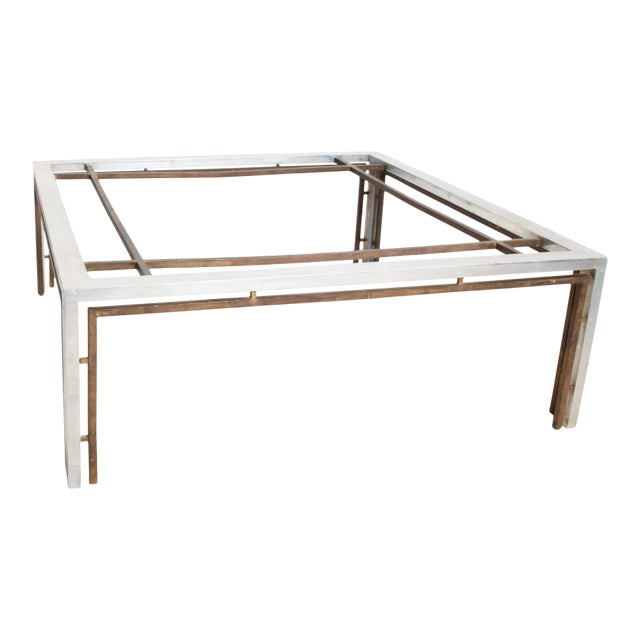 1960s Arturo Pani Modern Bronze and Aluminum Square Coffee Table For Sale