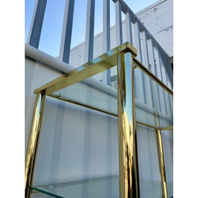 Mid Century Modern Hollywood Regency Brass Etagere in the Milo Baughman Manner. Circa 1970s For Sale - Image 15 of 18