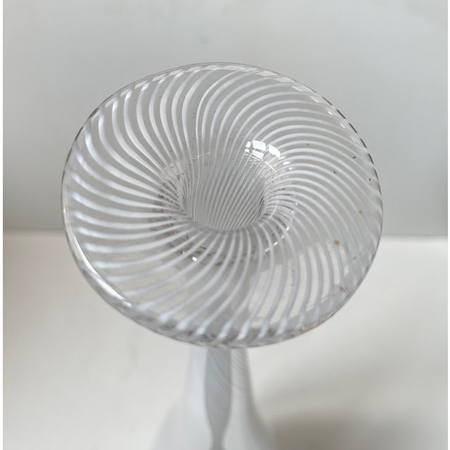 Tall Mezza Filigrana Footed White Art Glass Vase in the style of Dino Martens For Sale - Image 5 of 11