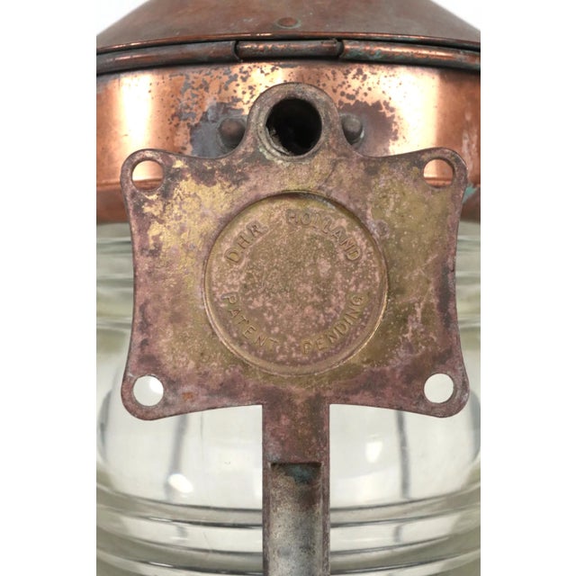 Early 20th Century Ankerlight DHR Holland Copper & Glass Ship Lantern For Sale - Image 11 of 11