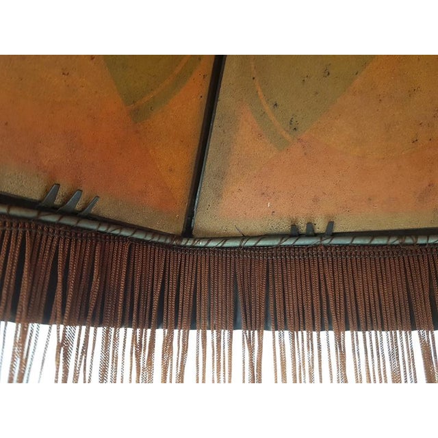 Black Art Deco Copper & Printed Glass Pendant Lamp attributed to the Amsterdam School, 1920s For Sale - Image 8 of 16