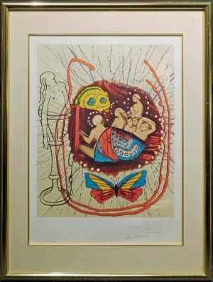 Salvador Dali "Ten of Coins" Renaissance-Papillons Anciennes Suite Hand Signed
