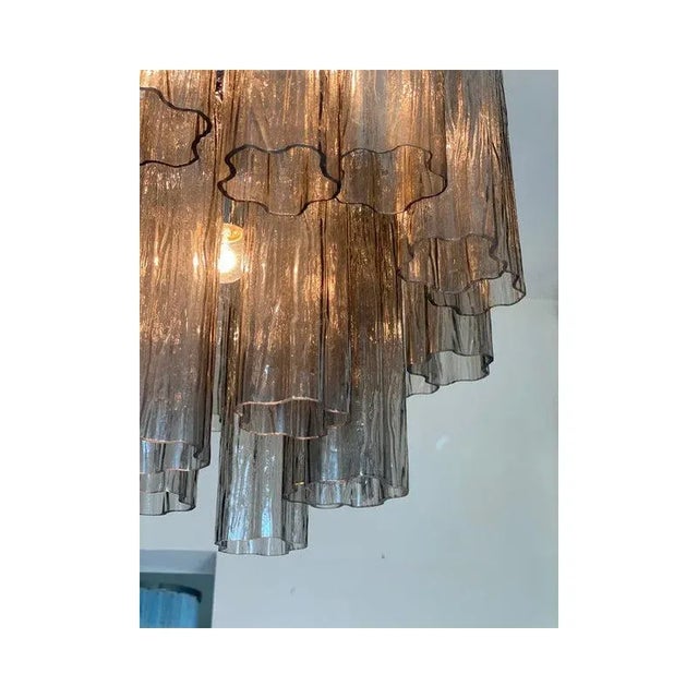 Gray Tronchi Murano Glass Chandelier in Venini Style from Simoeng For Sale - Image 6 of 11
