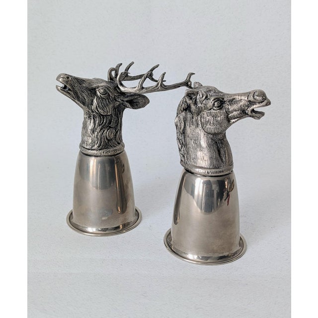Figurative Vintage Gucci Italy Figural Animal Stirrup Cups - a Pair For Sale - Image 3 of 10