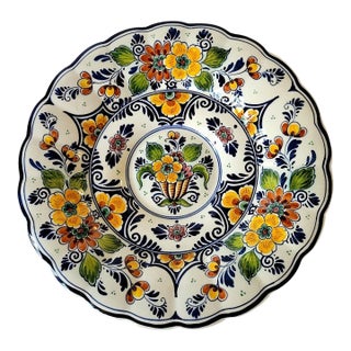 Vintage Royal Goedewaagen Dutch Delft Polychrome Hand-Painted Floral Charger For Sale